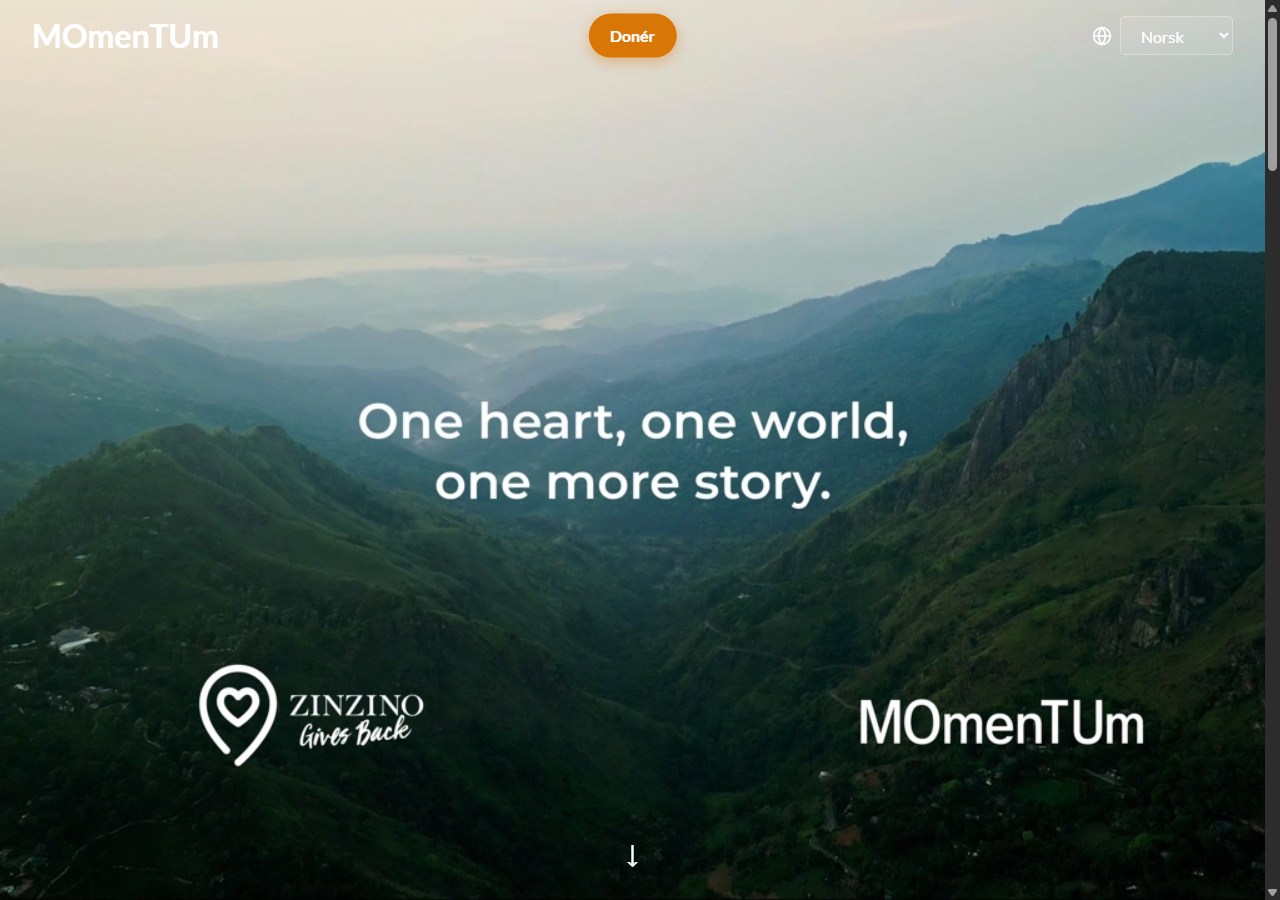 MOmenTUm charity nettside skjermbilde